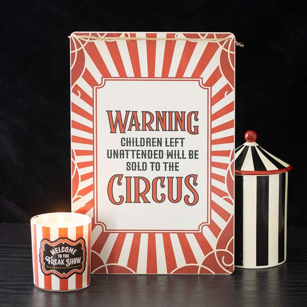 Something Different - Circus Warning Metal Metallwand Zeichen - Rot/Weiß